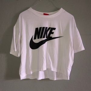 White with black Nike crop shirt